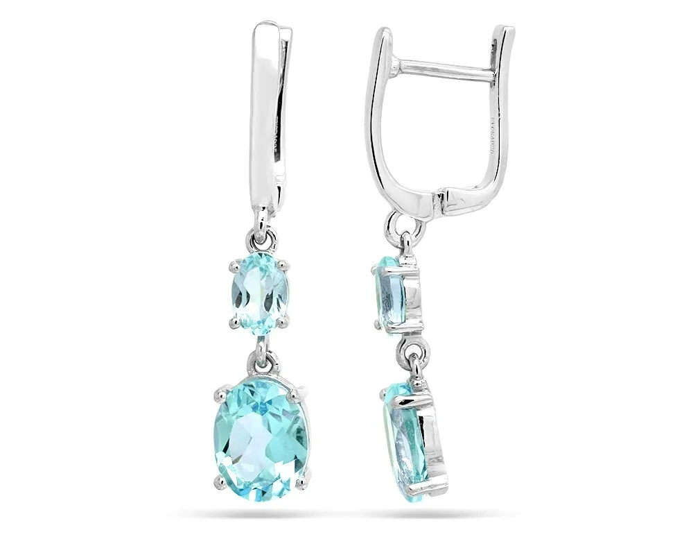 Серьги из серебра с голубым топазом