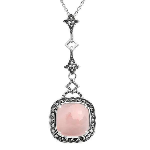 Колье из серебра с розовым кварцем Колье из серебра с розовым кварцем