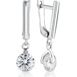 Серьги серебряные 15558 с фианитом