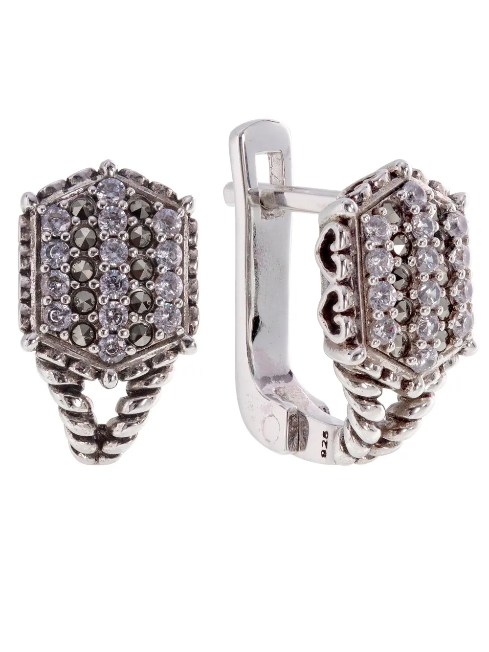 Серьги из серебра с камнями TJE675 с фианитами и марказитами