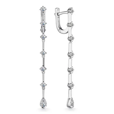 Длинные серьги из серебра 02-3290/00КЦ-00 с фианитом