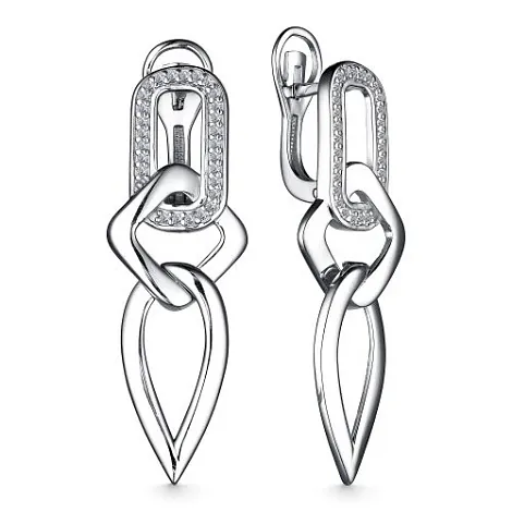 Серьги из серебра с фианитом 02-3374/00КЦ-00
