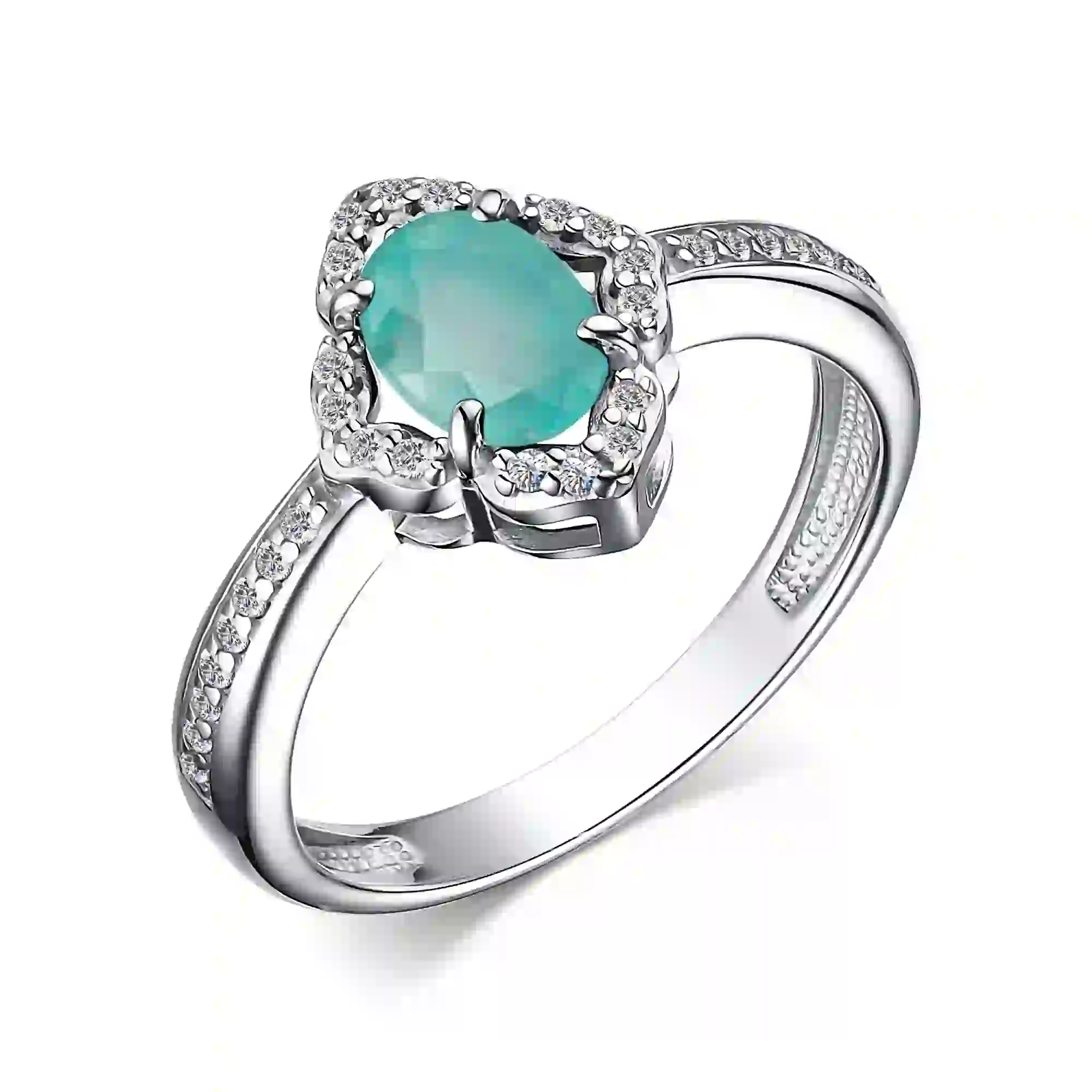 Серебряное кольцо с мятным агатом  01-3687/00МА-00