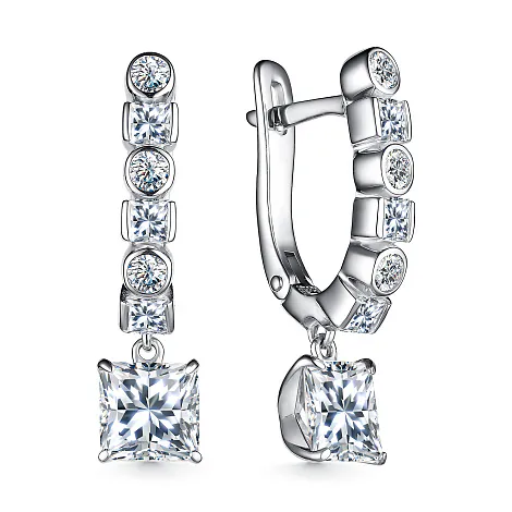 Серебряные серьги с фианитом 02-3864/00КЦ-00