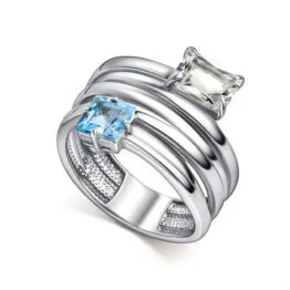 Серебряное кольцо с топазом и горным хрусталем 01-5770/ГХТБ-00