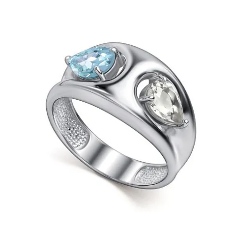 Серебряное кольцо с топазом и горным хрусталем 01-5772/ГХТБ-00