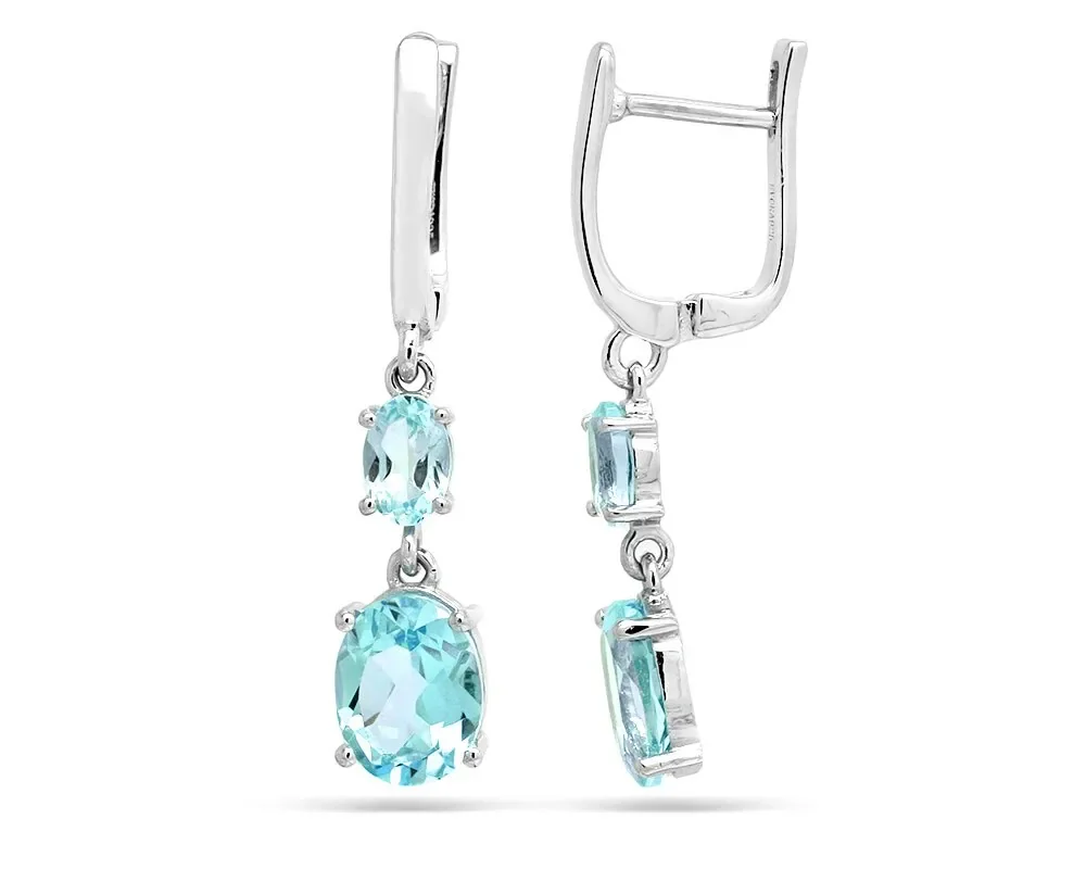Серьги из серебра с голубым топазом